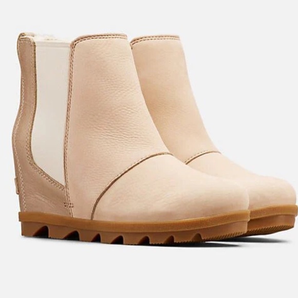 Sorel Joan of Arctic Nubuck Leather Wedge II Natural Tan Size 8.5 - Picture 2 of 7